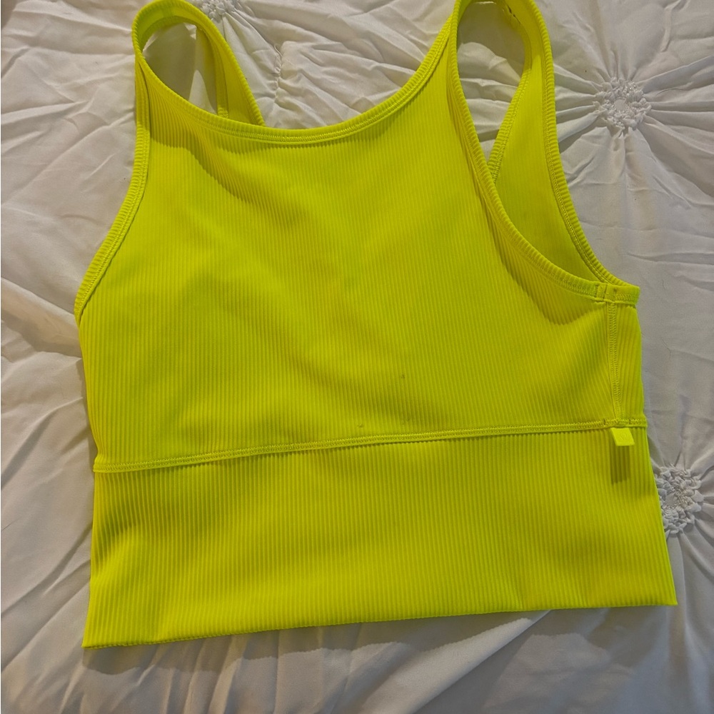 Lululemon Power Pivot Size 4 Yellow Reversible Ribbed Tank Top